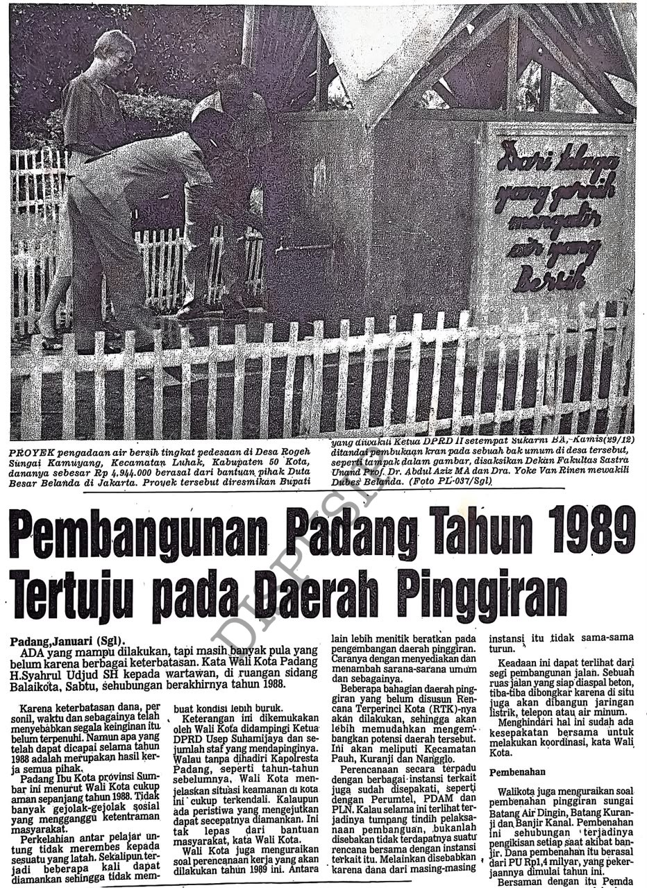 Pembangunan Padang Tahun 1989 Tertuju Pada Daerah Pinggiran
