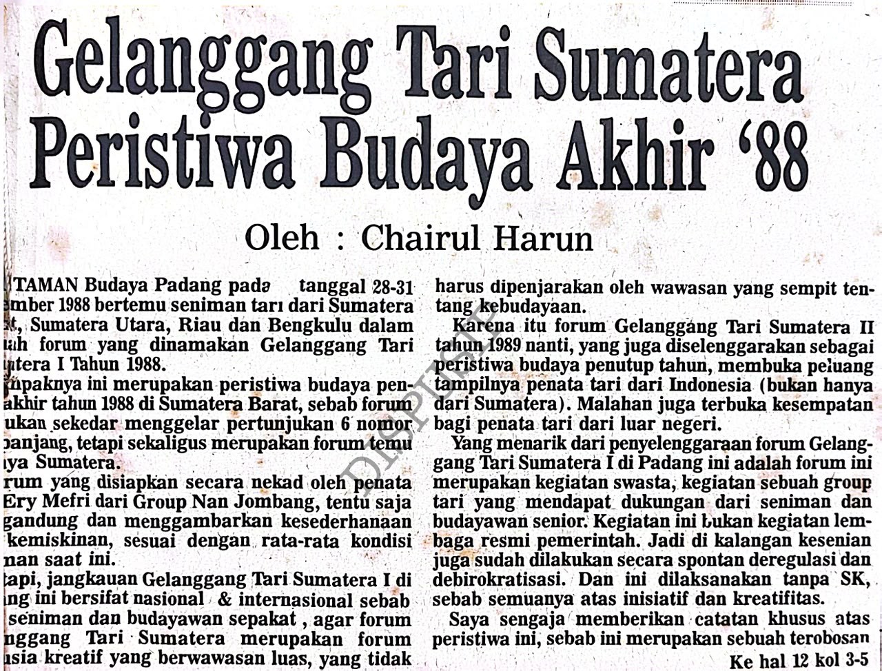 Gelanggang Tari Sumatera Peristiwa Budaya Akhir 88
